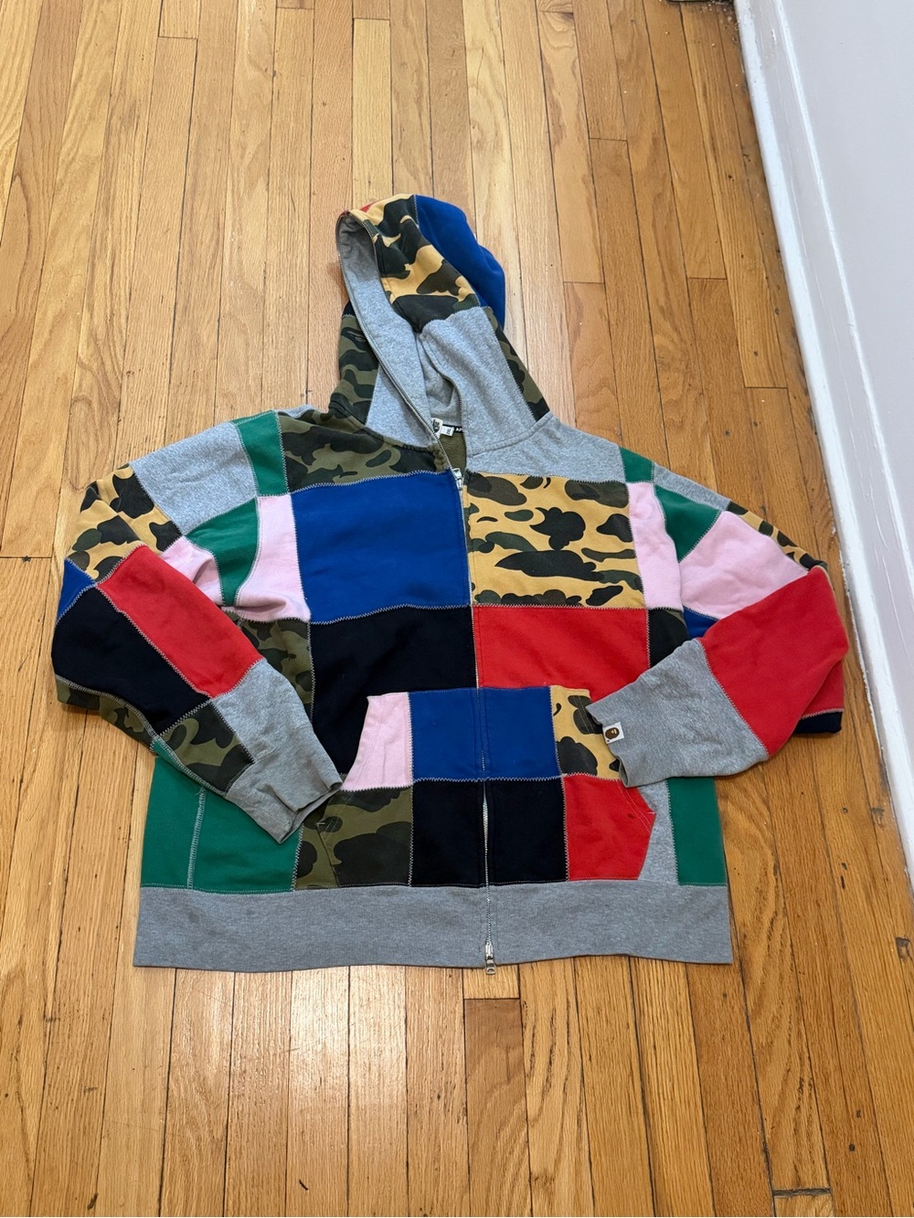 Men's Multi-Color Patchwork Zip Hoodie